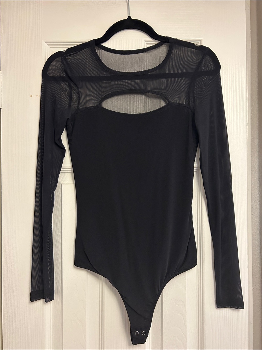 Hollister Black Mesh-Panel Long Sleeve Bodysuit